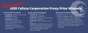 2020 Calista Proxy Prize Winners