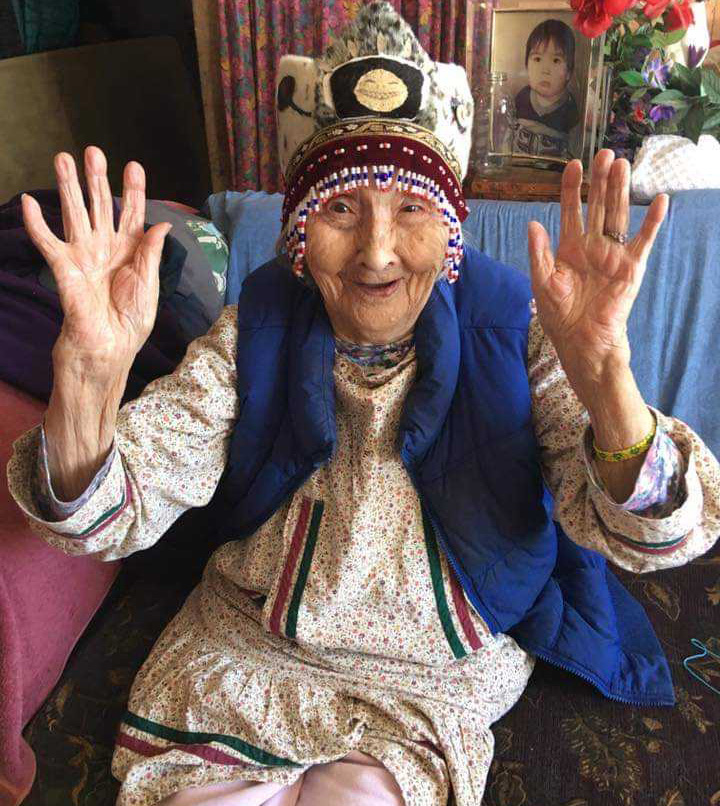 Albertina Cingyukan Dull from Nightmute turns 105 years old this year. Photo courtesy Theresa John.