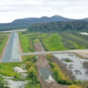 Gravel from Calista’s Pilcher Mountain quarry was used this summer for emergency repairs to the Russian Mission runway after it was damaged by spring flooding. Photo courtesy Brice Inc.